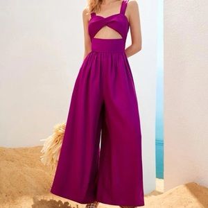 Red violet Cut out Jumpsuit